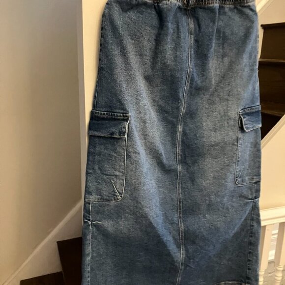 RE Generation jeans Blue Denim Maxi Skirt with Pockets Sz. XL NWT - Picture 3 of 13